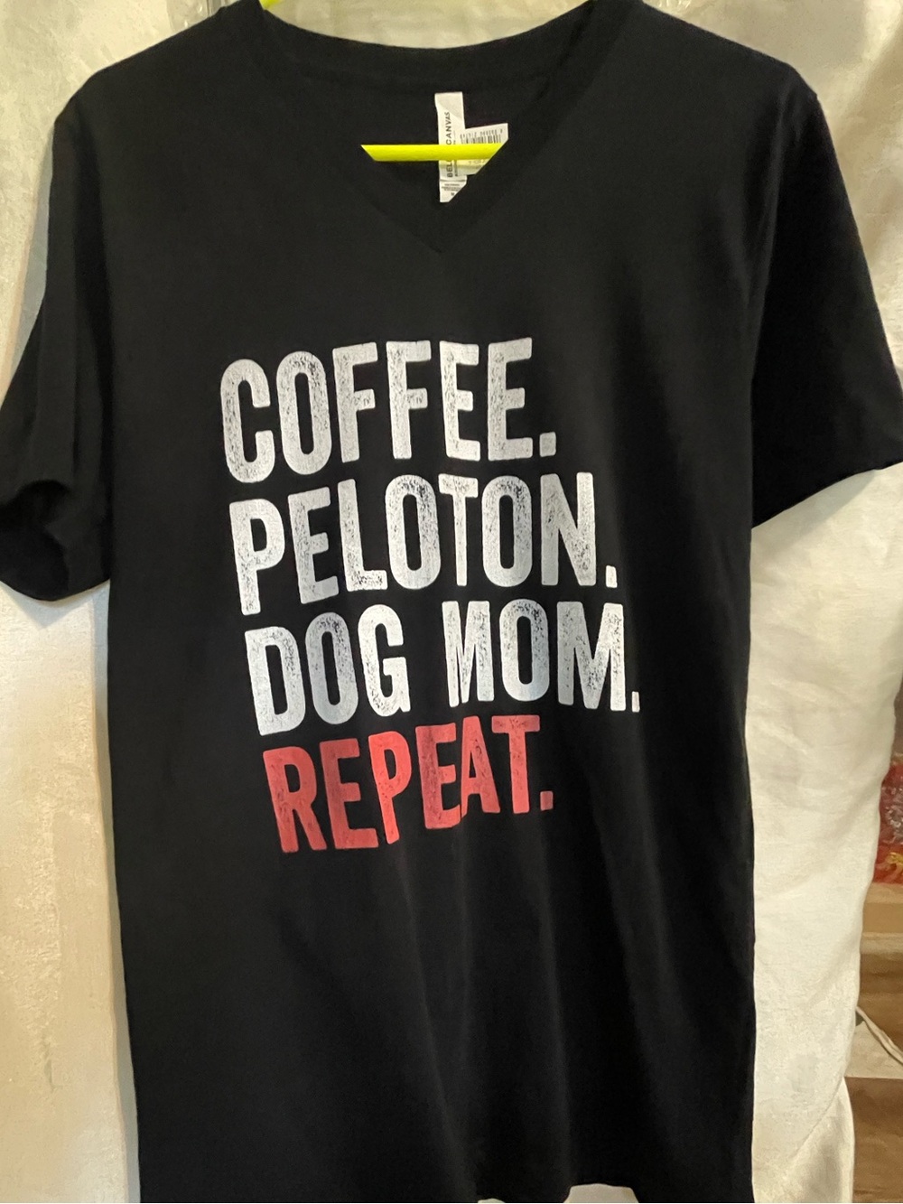 Bella Canvas Black Tee with White and Red Dog Mom Graphic